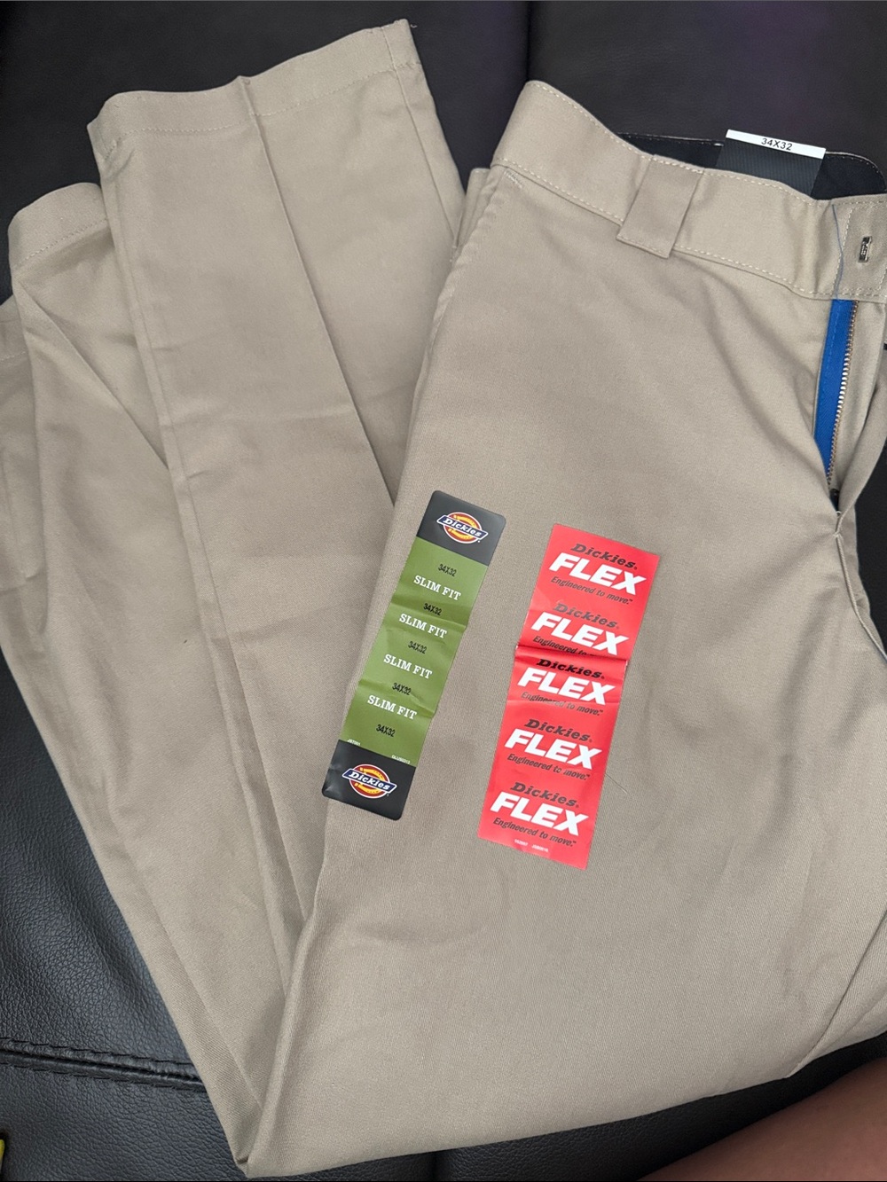 Dickies Men's Slim Fit Khaki/Tan Flex Chinos